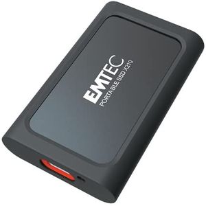 Emtec Externe SSD X210 Elite 2TB - SSD harde schijf achterwaarts compatibel met USB 3.2 Gen1 en 2.0 - 3D NAND Flash technologie - USB-C 3.2 Gen2 naar USB-A kabel en siliconen beschermhoes inbegrepen
