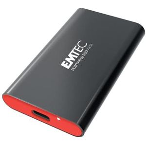 Emtec Externe SSD X210 Elite 128 GB – harde schijf SSD interface USB-C 3.2 Gen2 – achterwaarts compatibel met USB 3.2 Gen1 en 2.0 – 3D NAND Flash technologie – USB-C 3.2 Gen2 naar USB-A kabel