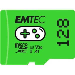EMTEC - Micro-SD-geheugenkaart 128 GB verhoogt het geheugen van uw consoles, smartphones en tablets - meer geheugen van games en video's - ECMSDM128GXCU3G - Gaming-collectie - Groen / Groen