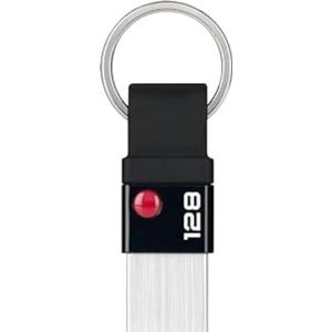 Emtec ECMMD128GT103 USB-stick – 3.0 (3.1) – Serie Désign – collectie Nano Ring T100 – 128 GB – zwart/zilver, metaal en kunststof afneembare sleutelhanger