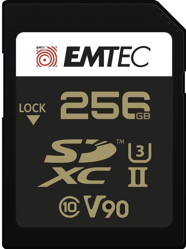 EMTEC - SDXC-kaart - Geheugenkaart - Zwart/Goud - Opslagcapaciteit 256GB