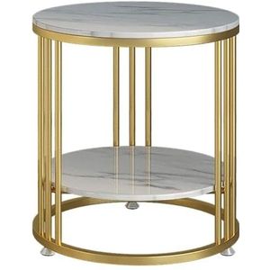 Bijzettafeltjes 2-laags eettafel aan de zijkant, marmeren salontafel, ronde bankcocktailtafel for woonkamerbalkon, metalen frame (Color : 50 X 55 Cm)