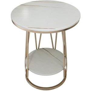 Bijzettafeltjes Ronde theesalontafel aan de zijkant, banksteltafel, blad van gesinterd steen met metalen onderstel, moderne woonkamer, vrijetijdstafel (Size : 2-Tier)