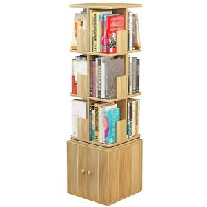Boekenkasten Roterende boekenplank met opbergruimte Boomvormige boekenkast met deur Vrijstaande opbergkast met 360 graden open planken (Color : Wood, Size : 40 * 135cm)