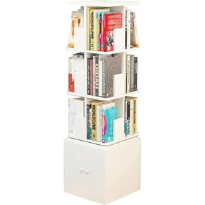 Boekenkasten Roterende boekenplank met opbergruimte Boomvormige boekenkast met deur Vrijstaande opbergkast met 360 graden open planken (Color : Blanc, Size : 40 * 135cm)