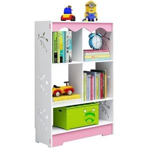Boekenkasten 5 kubus boekenkast vrijstaand 3 lagen open boekenplank modern speelgoed opbergrek vitrinekast for slaapkamer wonen (Size : White+pink)
