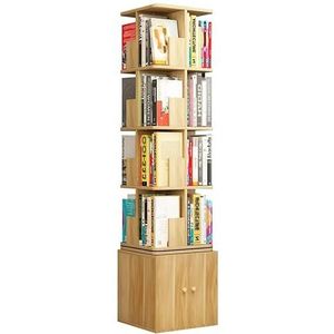 Boekenkasten Roterende boekenplank met opbergruimte Boomvormige boekenkast met deur Vrijstaande opbergkast met 360 graden open planken (Color : Wood, Size : 40 * 166cm)