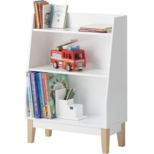 Boekenkasten Kinderboekenplank en speelgoedorganisator 3-laags houten open boekenkast met berkenkastpoten Vrijstaande boekenrekplanken