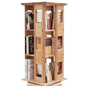 Boekenkasten 3 Tier Roterende Boekenplank Massief Houten Vloerstaande Planken Met Open Ontwerp Rekken Beuken Boekenkast for Thuiskantoor (Size : Wood Color)