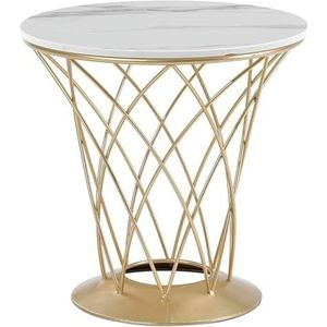 Bijzettafeltjes Nordic eenvoudige eind-/bijzettafels ronde eettafel marmeren salontafel for woonkamer kantoor (gouden + wit)