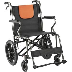 Draagbaar Opvouwbare rolstoel, handmatige rem met twee handen, draagbare aluminium bemanningsbegeleider, for binnen en buiten ouderenzorg, duwtype