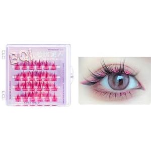 Valse wimpers Gekleurde Cluster Wimpers C Krul Piekerige Wimpers Individuele Wimpers 24 stks Halloween Dramatische Gekleurde Wimper Extensions Geschenk (Color : Pink)
