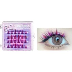 Valse wimpers Gekleurde Cluster Wimpers C Krul Piekerige Wimpers Individuele Wimpers 24 stks Halloween Dramatische Gekleurde Wimper Extensions Natuur (Size : Red+purple)