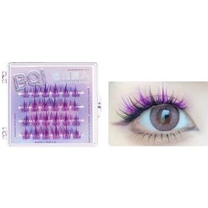 Valse wimpers Gekleurde Cluster Wimpers C Krul Piekerige Wimpers Individuele Wimpers 24 stks Halloween Dramatische Gekleurde Wimper Extensions Natuur (Size : Purple)