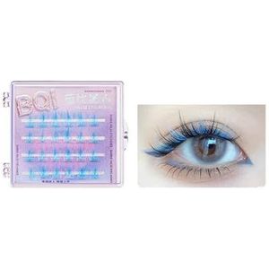 Valse wimpers Gekleurde Cluster Wimpers C Krul Piekerige Wimpers Individuele Wimpers 24 stks Halloween Dramatische Gekleurde Wimper Extensions Natuur (Size : Blue)