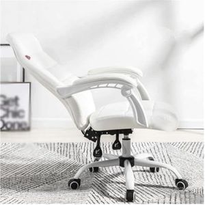 Computer stoel Verstelbare zithoogte Bureaustoel 360° rotatie Computerstoel Comfortabele directiestoelen Stoelen Stevig zitkussen Kantoor (Color : White-)