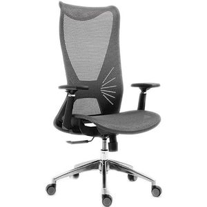 Computer stoel Bureaustoel Geïntegreerde hoofdsteun Bureaustoel Omkeerbare 3D-armleuning Computerstoel Mesh-managementstoelen met hoge rugleuning Kantoor (Color : Gray Nylon Feet)
