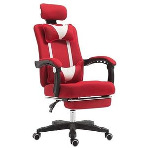 Computer stoel Bureaustoel Ergonomische bureaustoel Comfortabele lendensteun Computerstoel Draaibare managementstoelen Kantoor (Color : Red, Size : With footrest)