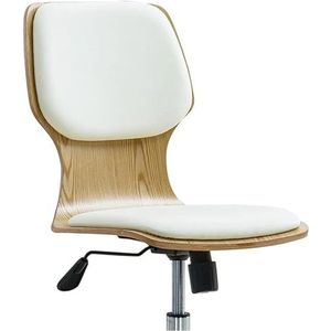 Computer stoel In hoogte verstelbare bureaustoel Dik kussen Computerstoel Armloze roterende directiestoelen Huisstoelen Lendensteun Spelletjes Kamer (Color : White Pulley)