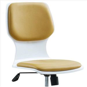 Computer stoel In hoogte verstelbare bureaustoel Dik kussen Computerstoel Armloze roterende directiestoelen Huisstoelen Lendensteun Spelletjes Kamer (Color : Beige Pulley)