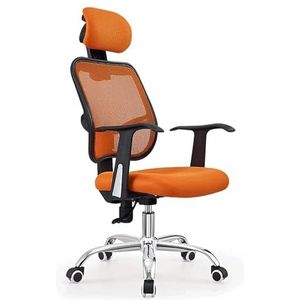 Bureaustoel Ergonomische bureaustoel in hoogte verstelbare comfortabele computerstoelstoelen met hoofdsteunsteun Stevig zitkussen Vergaderzaal (Color : Orange)