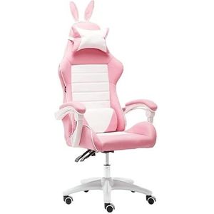 Bureaustoel Schattige konijnenoren bureaustoel Ergonomische computerstoel Draaibare managementstoelen met armleuning Prachtige uitstraling Comfortabel (Color : Pink, Size : No Feet)