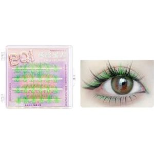 Valse wimpers Gekleurde Cluster Wimpers C Krul Piekerige Wimpers Individuele Wimpers 24 stks Halloween Dramatische Gekleurde Wimper Extensions Charmant (Size : Green)