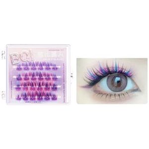 Valse wimpers Gekleurde Cluster Wimpers C Krul Piekerige Wimpers Individuele Wimpers 24 stks Halloween Dramatische Gekleurde Wimper Extensions Charmant (Size : Blue+purple)