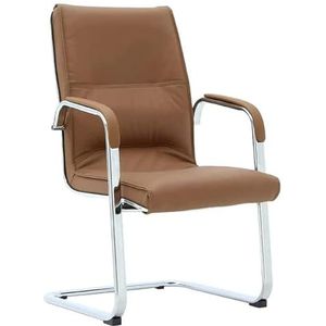 Computer stoel Comfortabele bureaustoel Verstevigd gebogen buisframe Computerstoel Comfortabele ergonomiestoelen Lendensteun Kantoor (Color : Brown-)