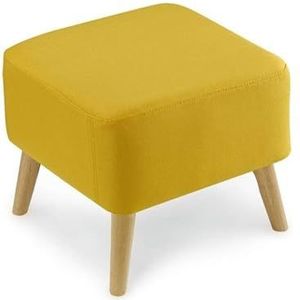 Voetenbank Vierkante houten steun gestoffeerde voetenbank poef stoel kruk stoffen hoes 4 poten en afneembare linnen hoes (wit) Woonkamer (Size : Yellow)
