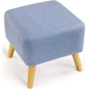 Voetenbank Vierkante houten steun gestoffeerde voetenbank poef stoel kruk stoffen hoes 4 poten en afneembare linnen hoes (wit) Woonkamer (Size : Blue)