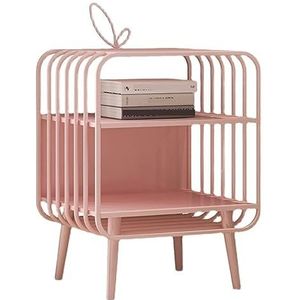 grijs Modern nachtkastje met 2 lades ijzeren nachtkastje slaapkamer nachtkastje woonkamer banktafel (Color : Pink, Size : 40 * 35 * 63cm)