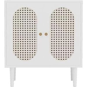 grijs Houten nachtkastje Opbergkast met twee deuren Bijzettafel for ruimtes Stabiele poten Houtlook tafel banktafel (Color : Blanc, Size : 52 * 40 * 58cm)