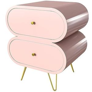 grijs Houten nachtkastje Unieke nachtkastjes 2 lades met roestvrijstalen poten Moderne stijl banktafel (Color : Pink, Size : 50 * 40 * 53cm)