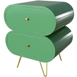 grijs Houten nachtkastje Unieke nachtkastjes 2 lades met roestvrijstalen poten Moderne stijl banktafel (Color : Green, Size : 50 * 40 * 53cm)