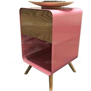 grijs Klein massief houten nachtkastje in Scandinavische minimalistische stijl, nachtkastje for thuis, slaapkamer, woonkamer, nachtkastje banktafel (Color : Pink)