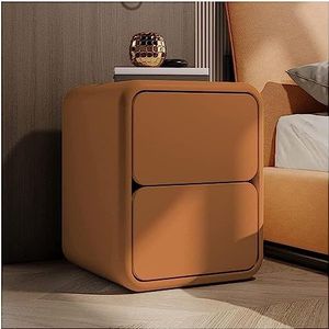 grijs Eenvoudig massief houten nachtkastje met 2 laden, ronde hoekopbergkast, nachtkastje for thuis, slaapkamer, nachtkastje banktafel (Color : Orange, Size : 50x40x47cm)