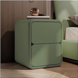 grijs Eenvoudig massief houten nachtkastje met 2 laden, ronde hoekopbergkast, nachtkastje for thuis, slaapkamer, nachtkastje banktafel (Color : Green, Size : 45x40x47cm)