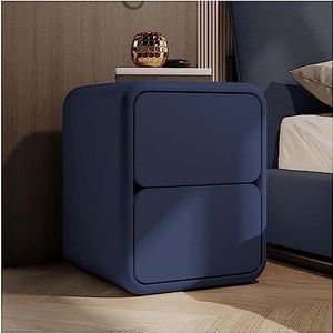 grijs Eenvoudig massief houten nachtkastje met 2 laden, ronde hoekopbergkast, nachtkastje for thuis, slaapkamer, nachtkastje banktafel (Color : Blue, Size : 50x40x47cm)