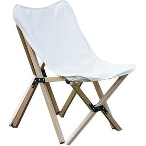 Stoelen Houten klapstoel Draagbare campingstoel Canvas strandstoel Kamperen, barbecue, picknick, reizen Picknick (Color : Blanc, Size : S)