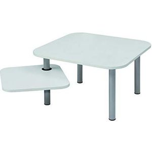 Alba TBZOE BC Salontafel, vierkant, met draaiplateau, spaanplaat, staal, wit, 58 x 58 x 37 cm