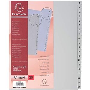 10 x Exacompta Register A4+ PP 20-teilig A-Z grau