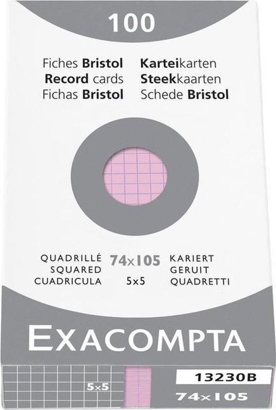 Exacompta Karteikarten A7 kariert rosa VE=100 Stück