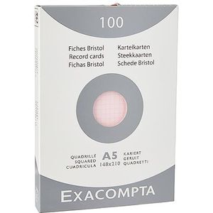 Exacompta Karteikarten A5 kariert rosa VE=100 Stück