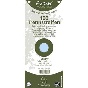 EXACOMPTA 13415B, 100 stuks geperforeerde steekkaarten, 180 g, gerecycled effen Italiaans vormgegeven Forever papier, 10,5 cm x 24 cm, voor lichtblauwe ordner