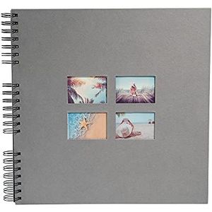 Exacompta - Ref. 15116E - Fotoalbum met spiraalbinding - 360 foto's - 60 zwarte pagina's - Formaat 32 x 32 cm - Deksel van grijs papier in textiellook - kijkvenster voor personalisatie - FSC® gecertificeerd