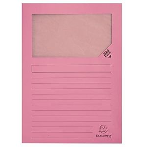 Exacompta - ref. 50156E - Set van 100 plasticvrije venstermappen SUPER 160 g/m² - pastelkleuren - in PEFC™ gecertificeerde mappen - Afmetingen: 22 x 31 cm voor A4-documenten - roze kleur