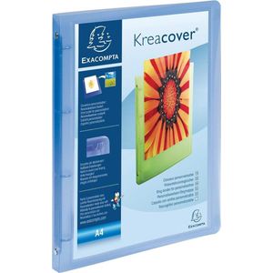 Exacompta Personaliseerbare ringmap Kreacover 4 ringen, transparant blauw