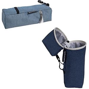 Exacompta - Ref. 52790E - 1 Pennenetui en - houderBee Blue - in polyester met honingraatmotief - om te bouwen tot pennenzakje met clip - willekeurige kleuren, lichtblauw of marineblauw