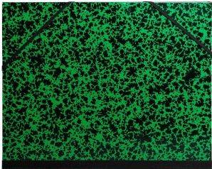 Exacompta - Ref. 542000E - 1 x tekenmap van karton met groen gemarmerd motief, met elastieken 32 x 45 cm - voor documenten in DIN A3-formaat